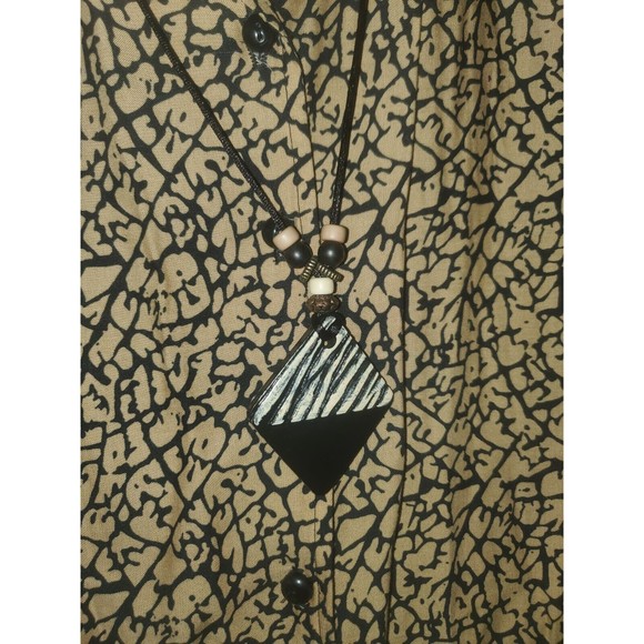 Women's Vintage Kathie Lee Duster Animal Print Built In Necklace And Pants Larg - Picture 3 of 6